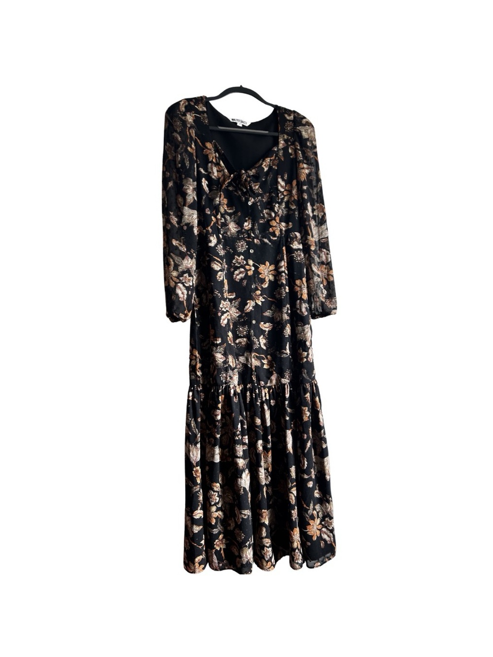 Black Floral Long Sleeve Maxi Dress